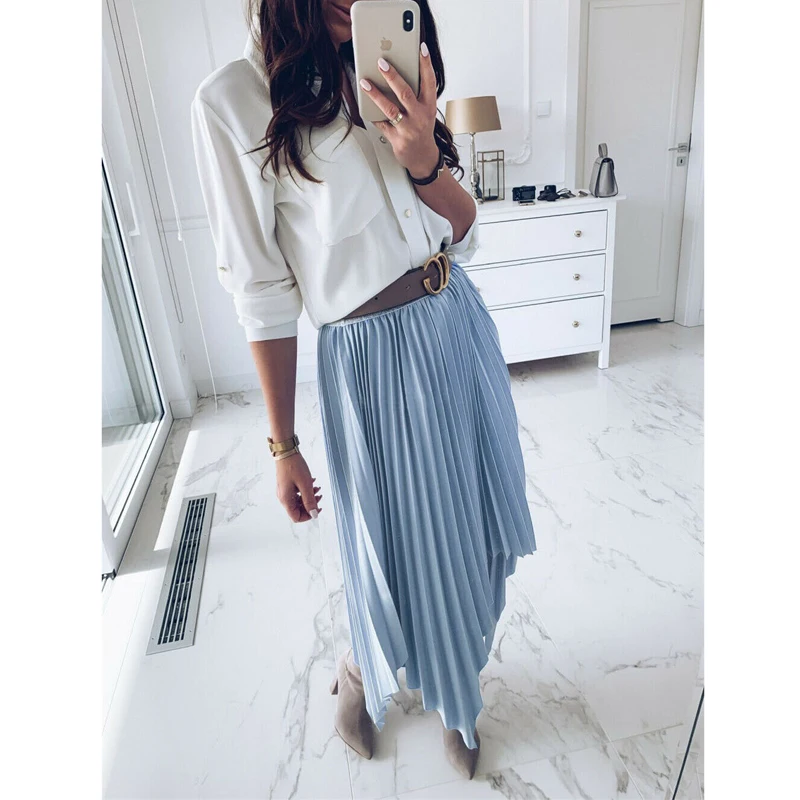 Женская плиссированная юбка-смокинг Повседневная вечерняя юбка без пояса с
