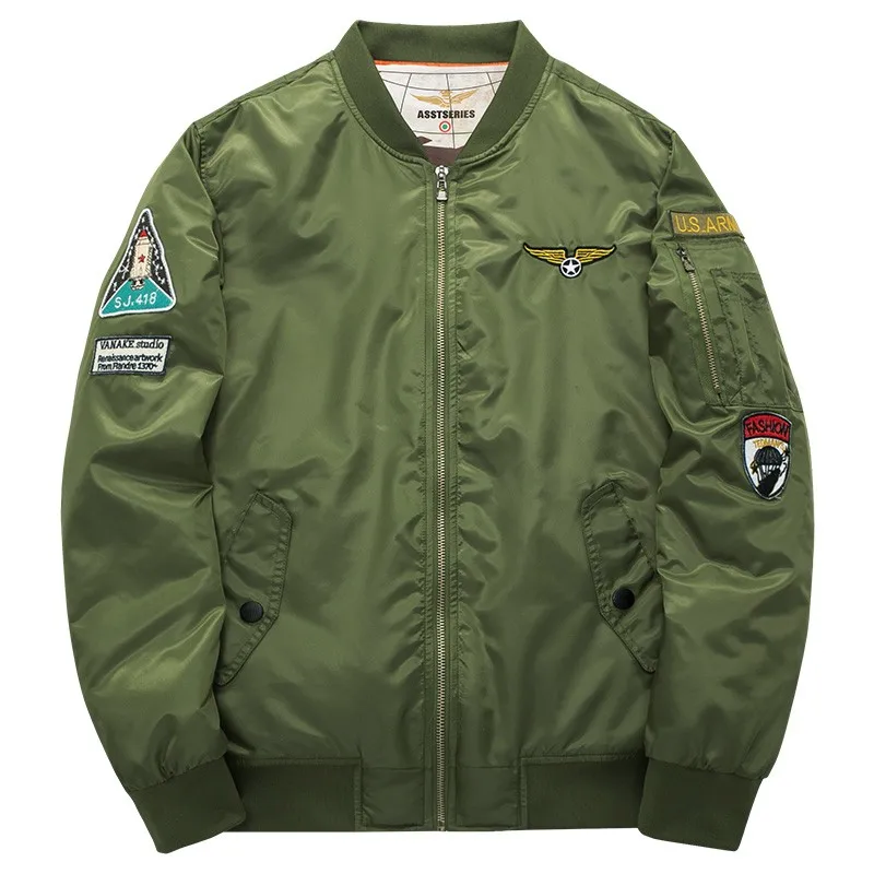 2017 Jacket Men High Quality Thick Army Green Red Black Blue Military Motorcycle Aviator Pilot Air Bomber Plus Size 6XL NZ73 | Мужская