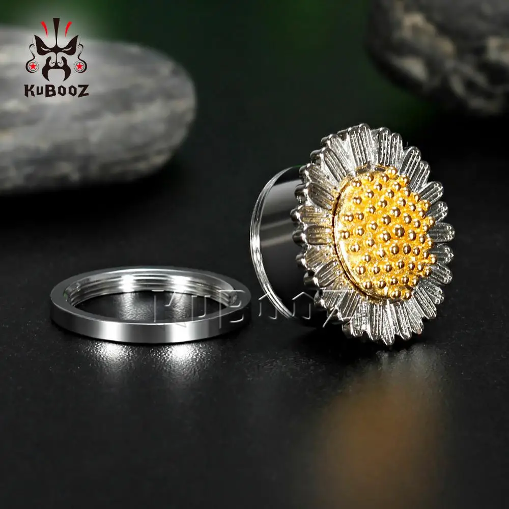 Серьги растяжки KUBOOZ в виде подсолнуха из нержавеющей стали украшения для