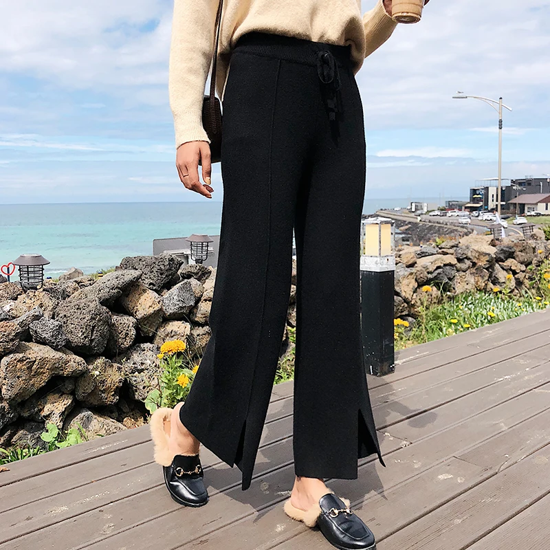 Новые Теплые трикотажные брюки для женщин 2018 осень зима женские повседневные