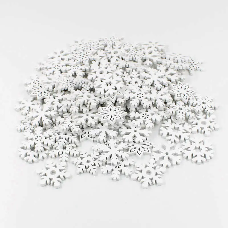 30/100PCs Wood Chip Sewing Buttons Scrapbooking Snowflake White 25mm Dia. Costura Botones Decorative Access | Дом и сад