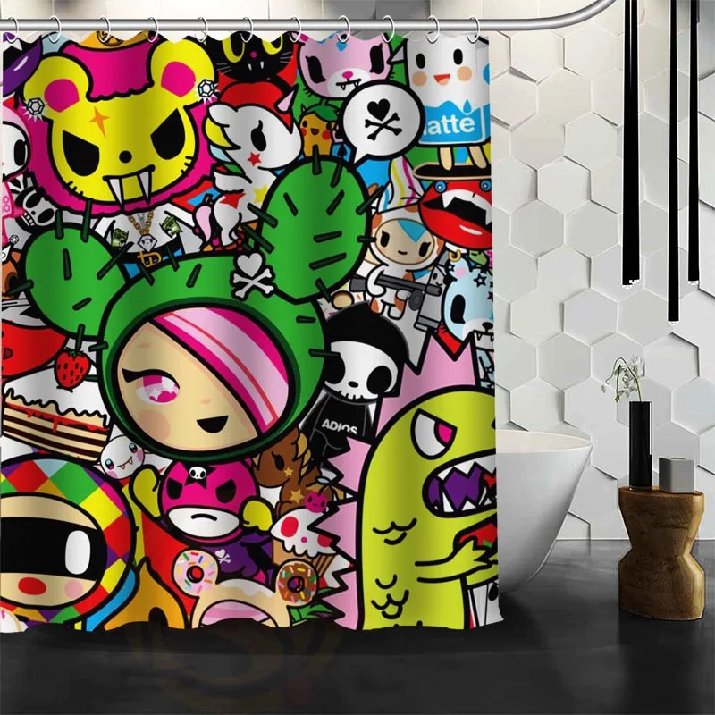 Водонепроницаемая занавеска для душа Tokidoki ванной из полиэстера с защитой от