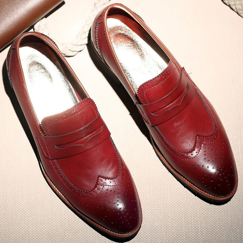 Новое поступление Мужские модельные туфли Пояса из натуральной кожи Слипоны