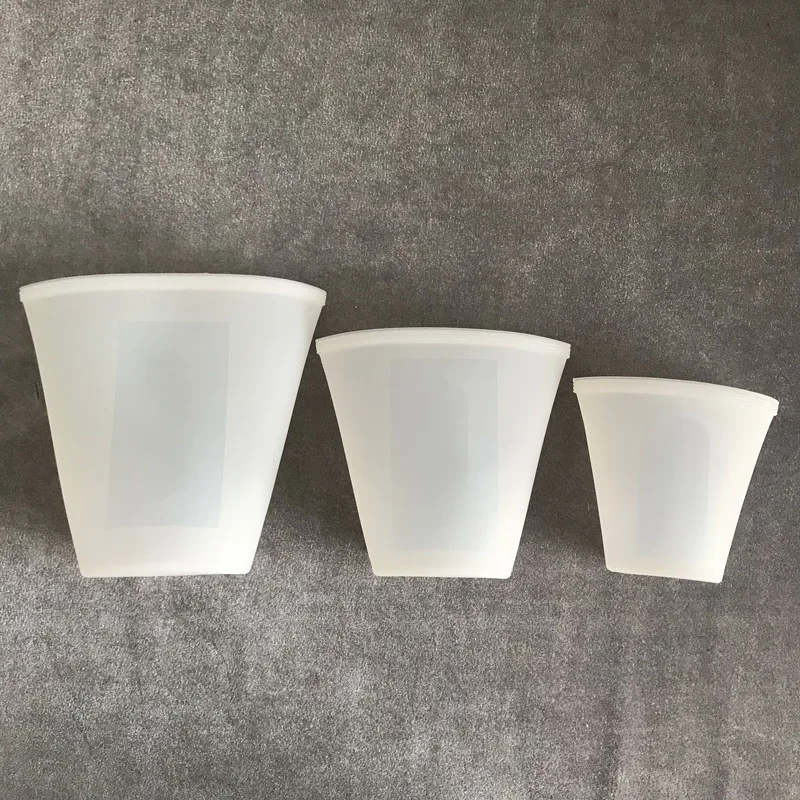 3pcs-White-Cup Многоразовый силикон сумка для хранения продуктов питания контейнеры набор свежих мешков Ziplock морозильная камера уплотнения обертки упаковка для фруктов кухонный Органайзер - Цвет: 3pcs-White-Cup