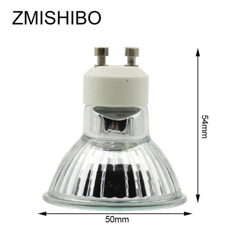 ZMISHIBO 10 шт./лот галогенная лампа GU10 220 В 35 Вт 50 Вт диаметр 50 мм MR16 прозрачное стекло с крышкой с регулируемой яркостью теплый белый 2700 к точечная лампа
