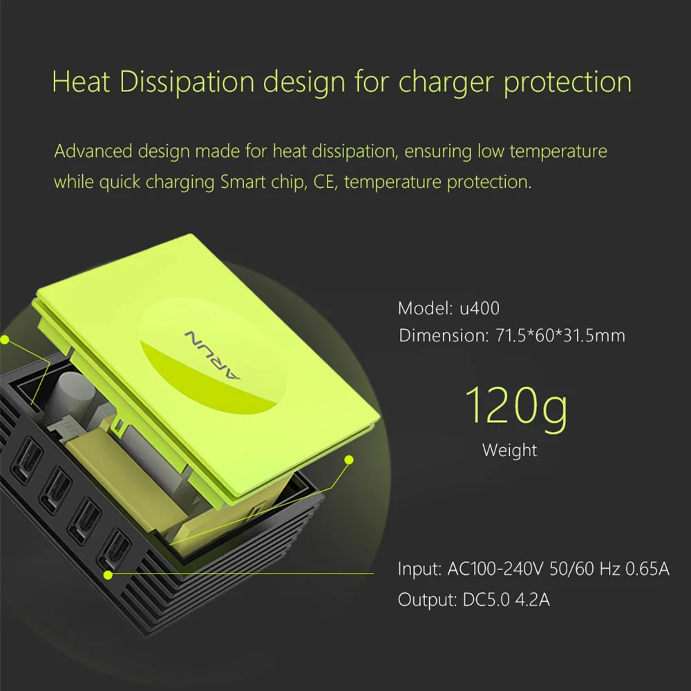 Арун Quick Charge зарядное устройство несколько красочных 4 Порты USB Зарядное адаптер