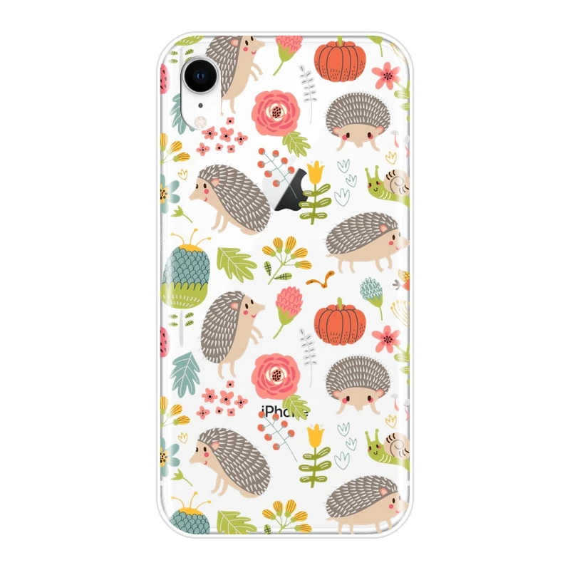 Силиконовый чехол для телефона iPhone X XR XS MAX 8 7 6 S Kawaii ежик сердце любовь милая