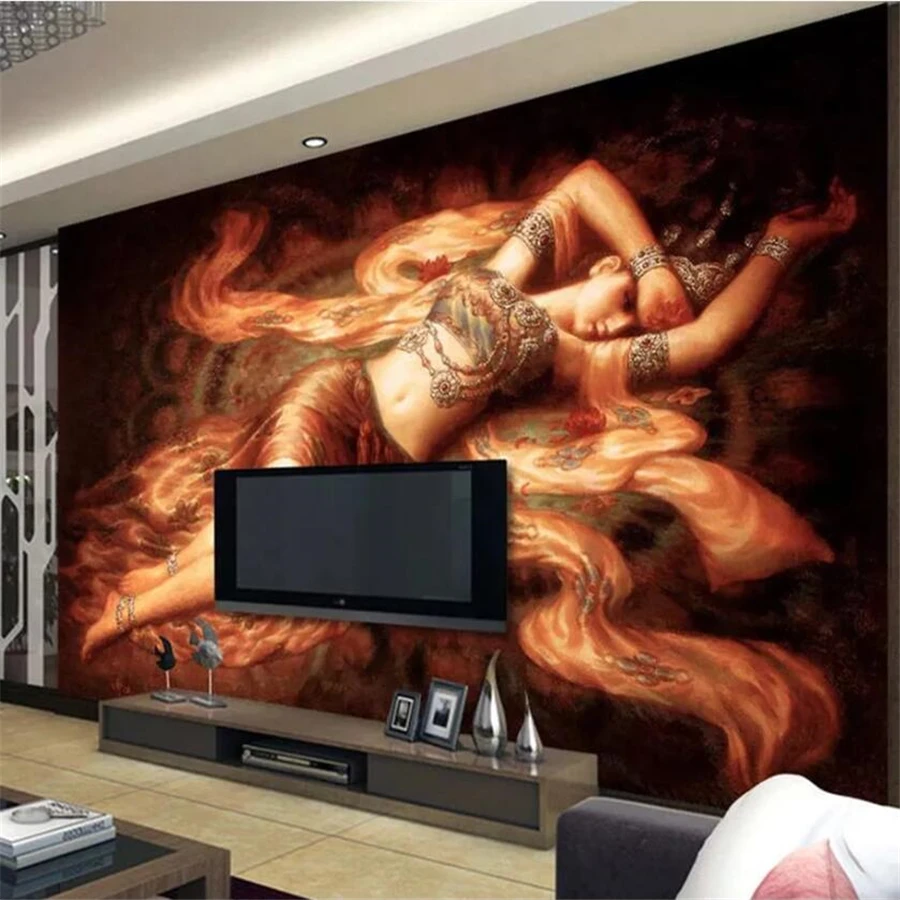 

beibehang Custom wallpaper 3d photo murals Dunhuang mural Chinese oil painting TV background wall living room bedroom wallpaper