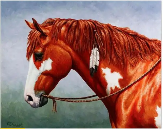 

Embroidery of Oil Painting horse Home decor Needlework Diamond Mosaic Embroidery Full Square Diamond Mosaic