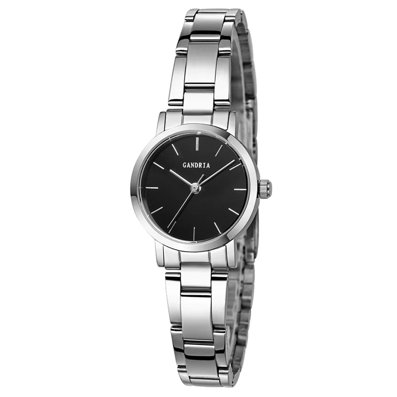 woman steel black Женские часы GRANDIA, роскошные брендовые кварцевые парные часы, водонепроницаемые женские модельные Простые Модные повседневные наручные часы для влюбленных, 6021 - Цвет: woman steel black