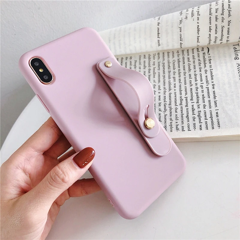 Чехол-держатель для телефона ярких цветов для iphone 7, чехол для iphone 11 X XS max XR 6 6s 7 8 plus, цветной мягкий чехол на запястье из ТПУ