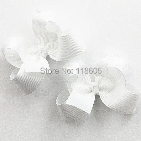 100pcs White Classic Twisted Boutique Hair Bow Tails-Accessories Hair Clip Free Shipping