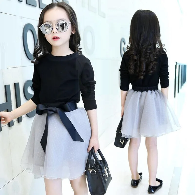 Комплекты одежды для девочек подростков на весну и осень рубашка + юбка пачка с