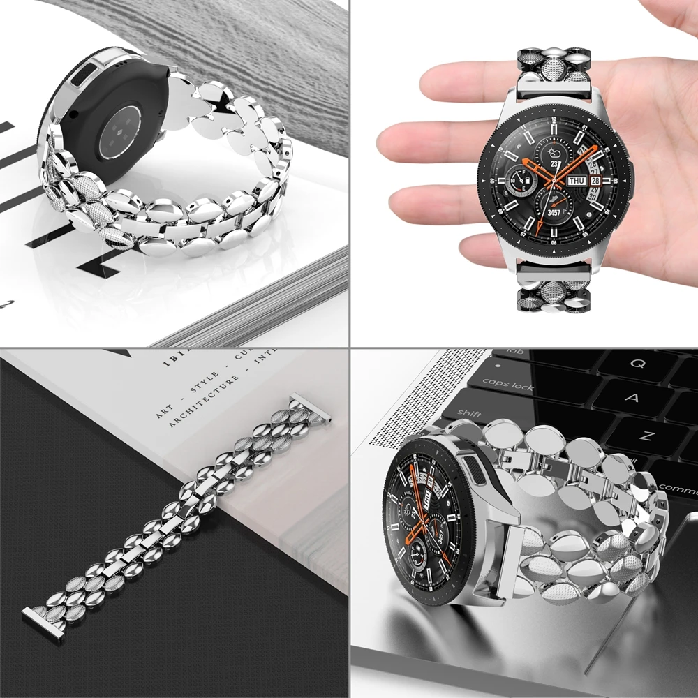 Металлический ремешок из нержавеющей стали для samsung Galaxy Watch 20 мм ремешок для gear S3 Frontier/Galaxy Watch Active 40 мм металлический ремешок