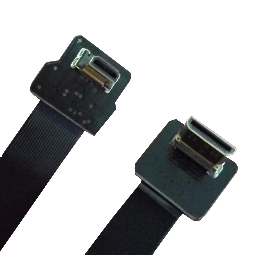 90 градусный угловой FPV Micro HDMI штекер к мини FPC мягкий плоский кабель 30 см для Gopro 3 + 4