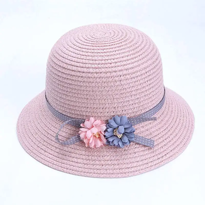 Соломенная шляпа от солнца для девочек 2-8 лет Летние Пляжные шапки с цветами