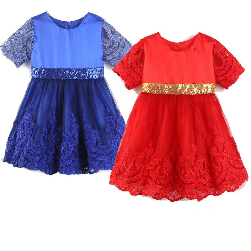 Children Baby Girls Dress Summer Short Sleeve Round Neck Lace Kids Princess Wedding Party Formal Gown Tulle Dresses 1-6Y | Детская