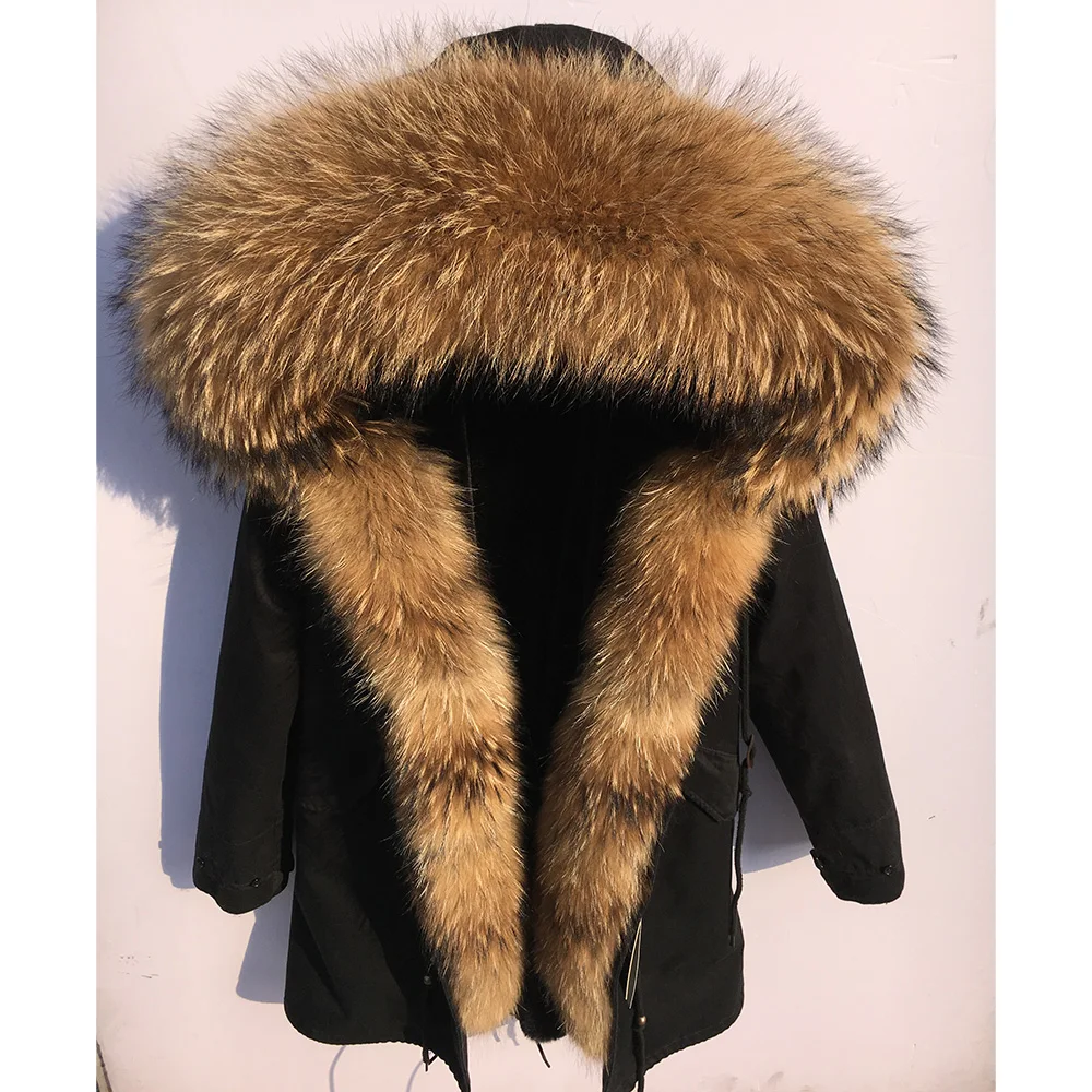 

2020 New Winter Jacket Women Coat Long Outerwear Natural Real Raccoon Fur Collar Hood Parka Brand Parkas Casual Thick Warm