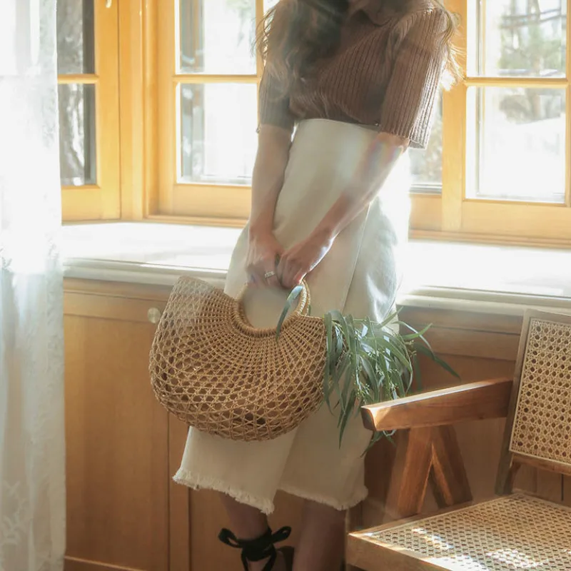 Летняя новая пляжная сумка для женщин модная дизайнерская полукруглая