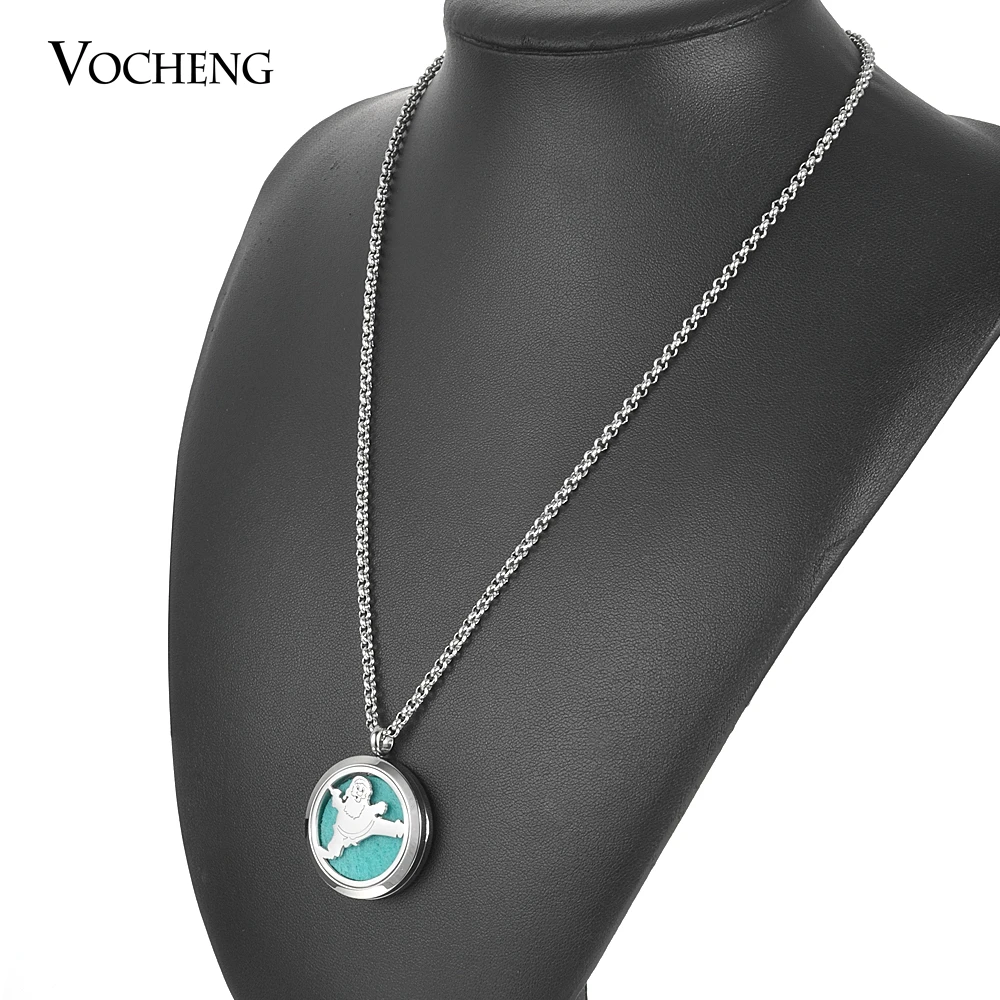 

10pcs/lot Essential Oi Diffuser Locket Necklace Christmas 316L Stainless Steel Pendant Magnetic 30mm without Felt Pad VA-785*10