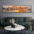 Абстрактный золотой город ночь холст для живописи Плакаты принт современные прикроватные настенная живопись Арт Декор Pic для Гостиная Спальня