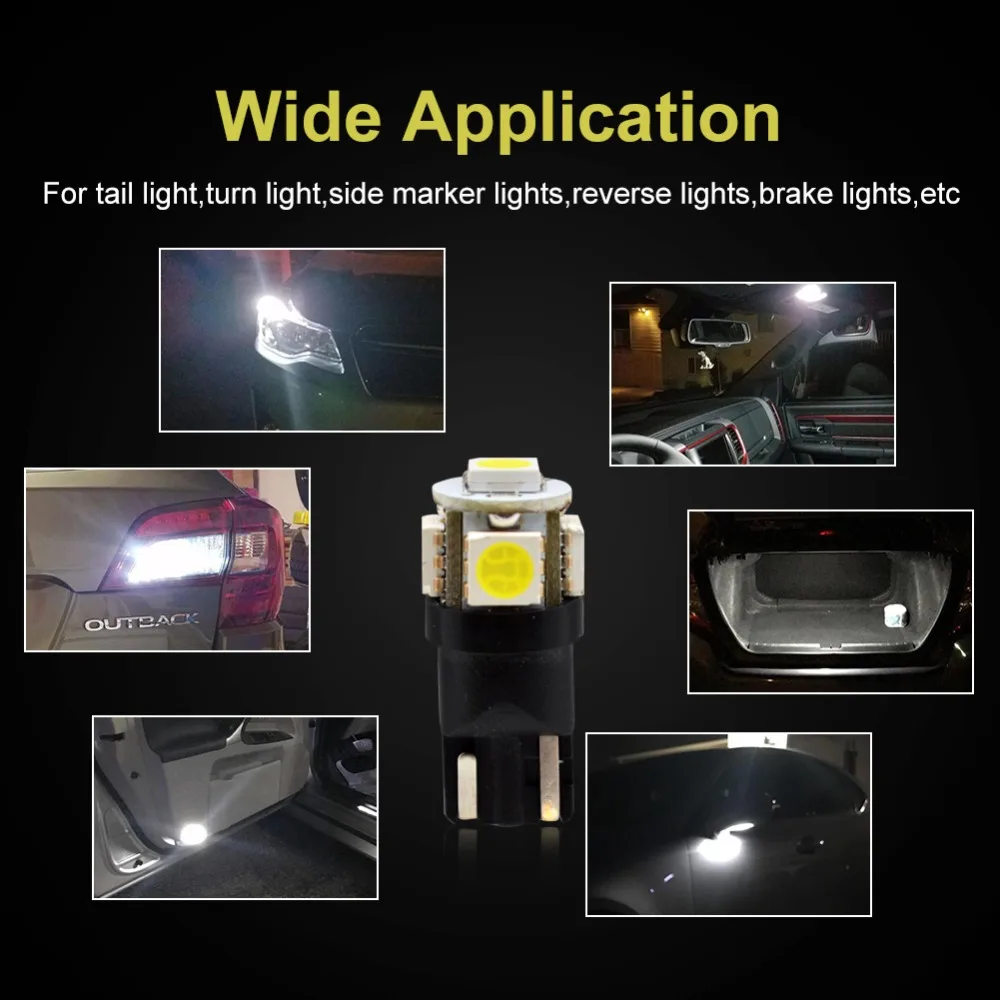 Safego 10 шт в упаковке, новая T10 W5W светодиодный автомобильный Светильник лампы 168 175 194 904 906 908 2825 белый 6000 К внутреннее светильник двери Панель светильник 12V