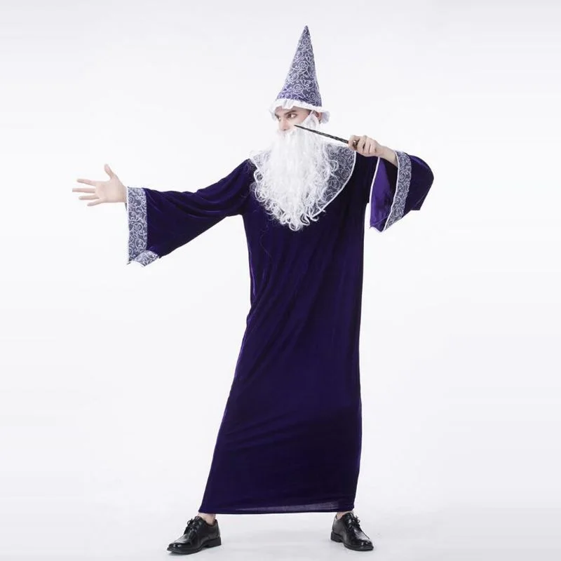 Мужской религиозный крестный костюм фиолетовый магический священника для