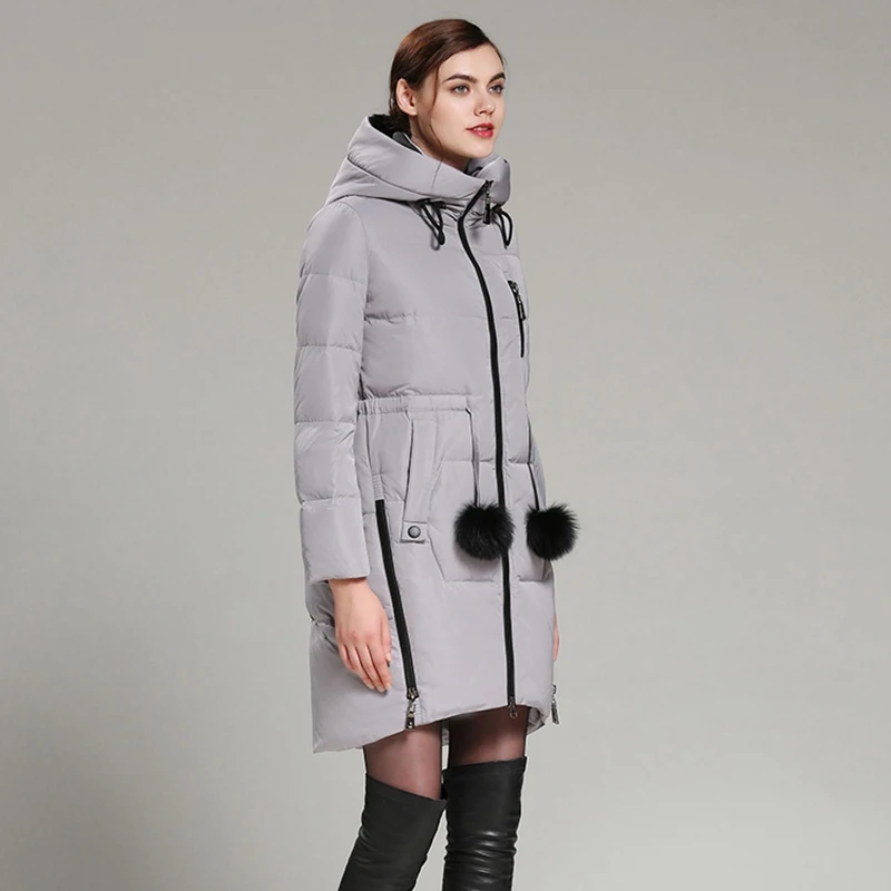 (TopFurMall) Европейский зимний Женский Детский пуховик с капюшоном 80% утиный пух
