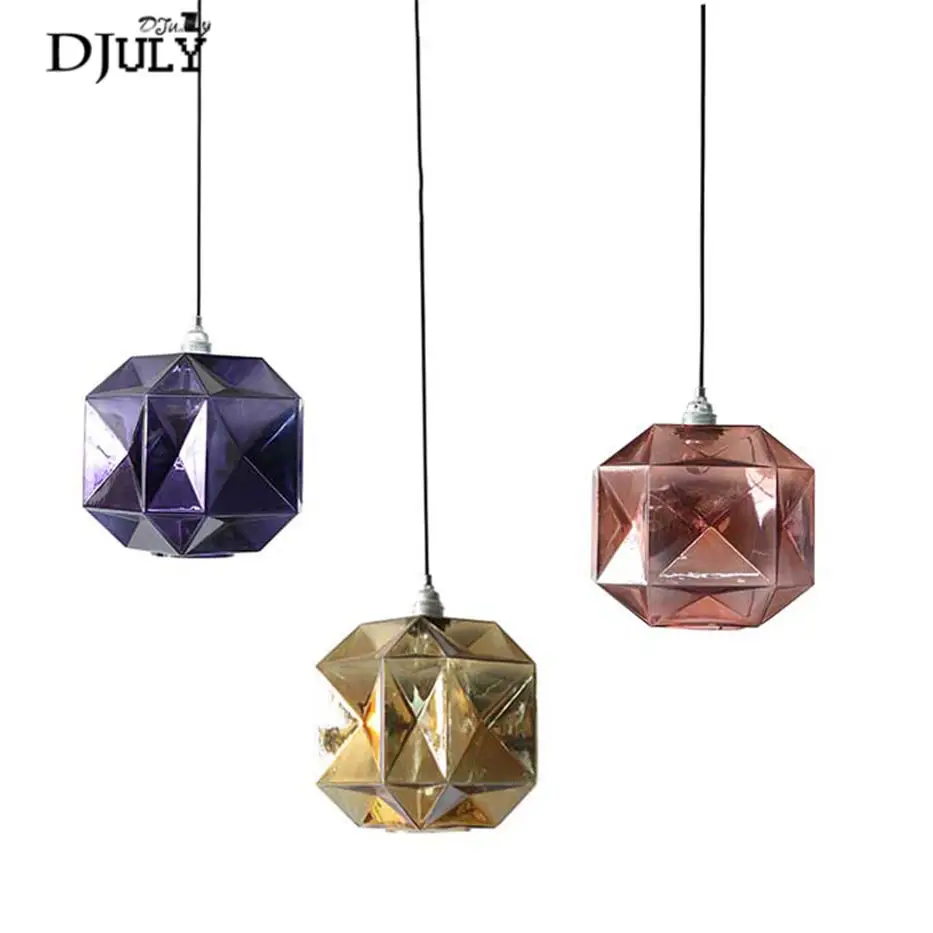 Подвесные светильники в стиле пост модерн из витражного стекла с драгоценными