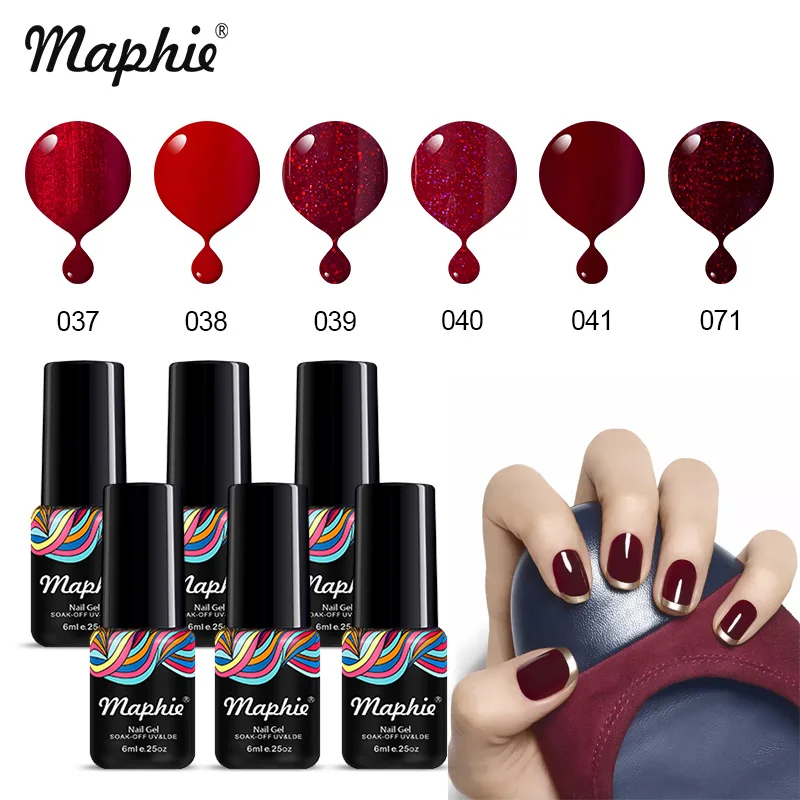 Maphie 6 шт./лот Гель-лак для ногтей серии "горячий шоколад" с УФ-подсветкой, долговечный Гель-лак для ногтей телесного цвета, Гель-лак с блестками - Цвет: 5