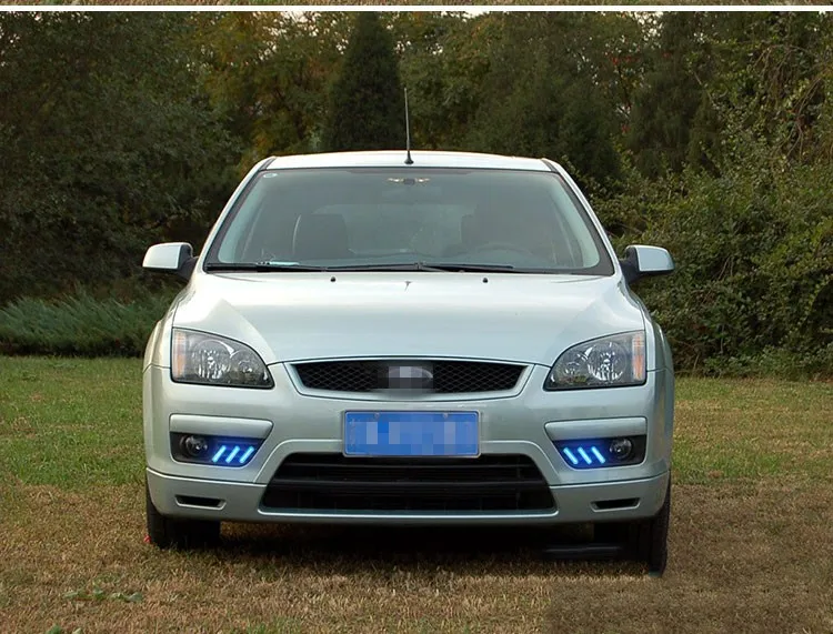 EOsuns led drl Дневной ходовой светильник+ галогенная противотуманная фара для Ford Focus 2005-2006 с движущимися желтыми поворотниками