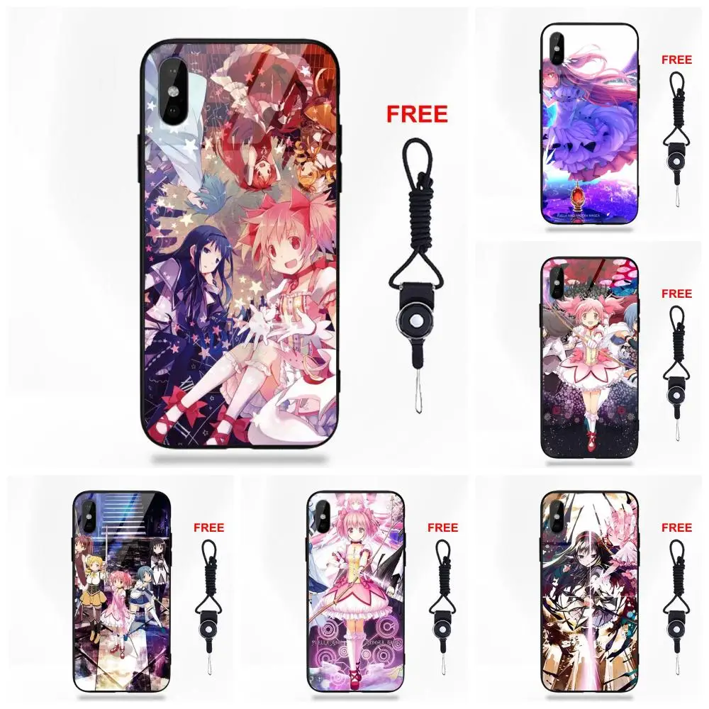 Мягкий ТПУ чехол + закаленное стекло узор аниме девушка Puella Мадока Magica для Apple iPhone