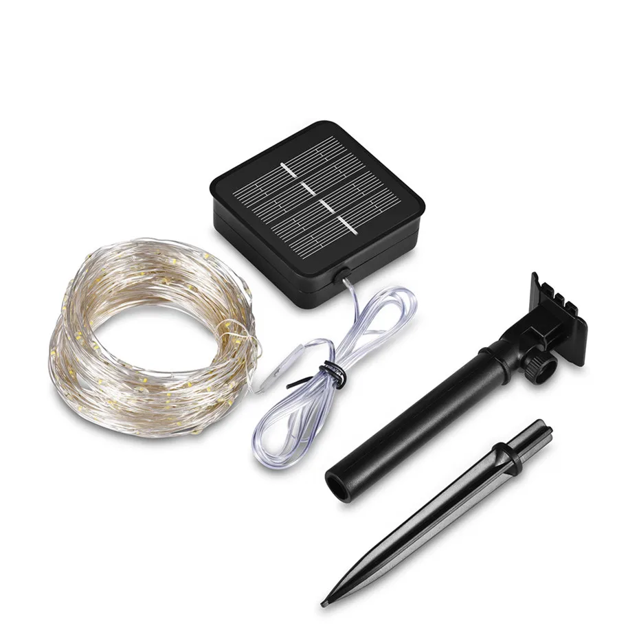 Солнечный струнный светильник s наружное украшение 12 м 100 светодиодов медный