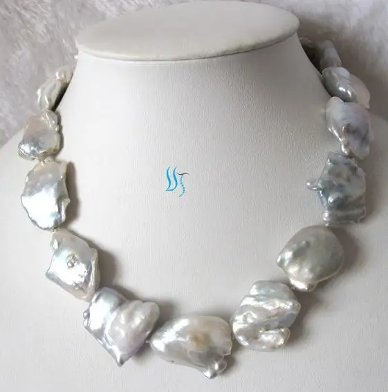 

Luck Jewelry Huge 18 Inches 22-32mm White Souffle Freshwater Pearl Necklace