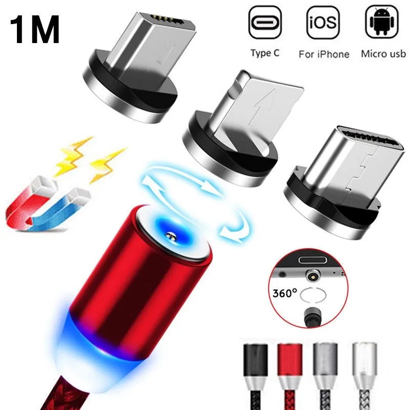3 в 1 Магнитный кабель для iPhone 8 X Micro Тип usb C кабель 2A Быстрая зарядка 1 м магнит телефонные кабели для Samsung USB-C Кабо