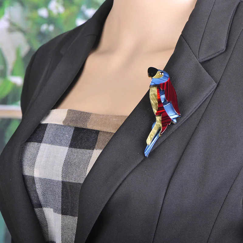 Модная женская большая красная синяя брошь попугай животные акриловые ювелирные