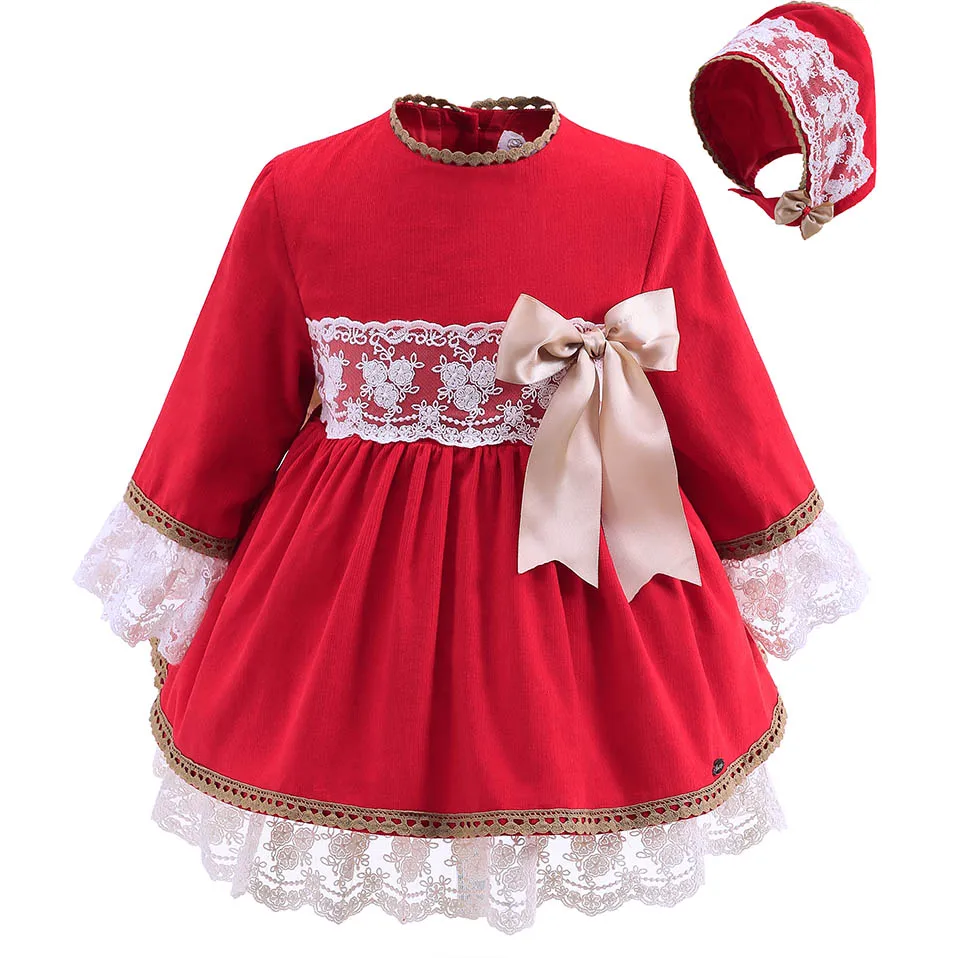 Pettigirl/Новинка красное платье для маленьких девочек с шляпками кружевное