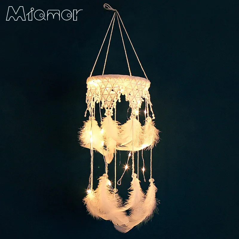 MIAMOR белый и розовый 3D Ловец снов колокольчики ветра со светом кафе бар Вечеринка