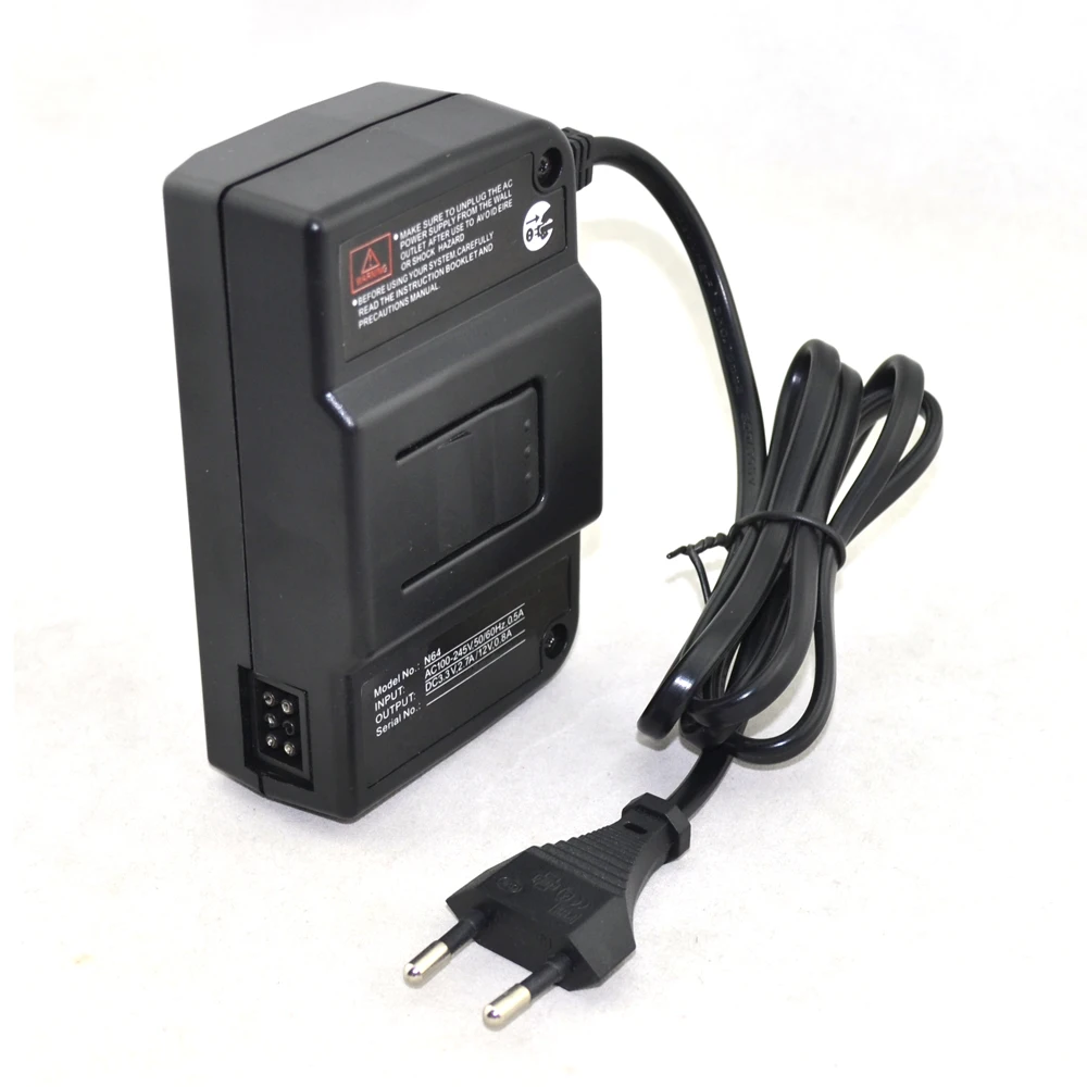 50pcs a lot Wholesale AC Adapter Power Supply for N64 EU 2 Round Plug