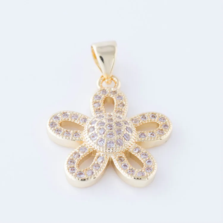 Gold Juya ювелирные подвески "сделай сам" Micro Pave AAA цветок с цирконом подвесные аксессуары для Для женщин кулон Цепочки и ожерелья Браслеты ювелирных изделий - Окраска металла: Gold