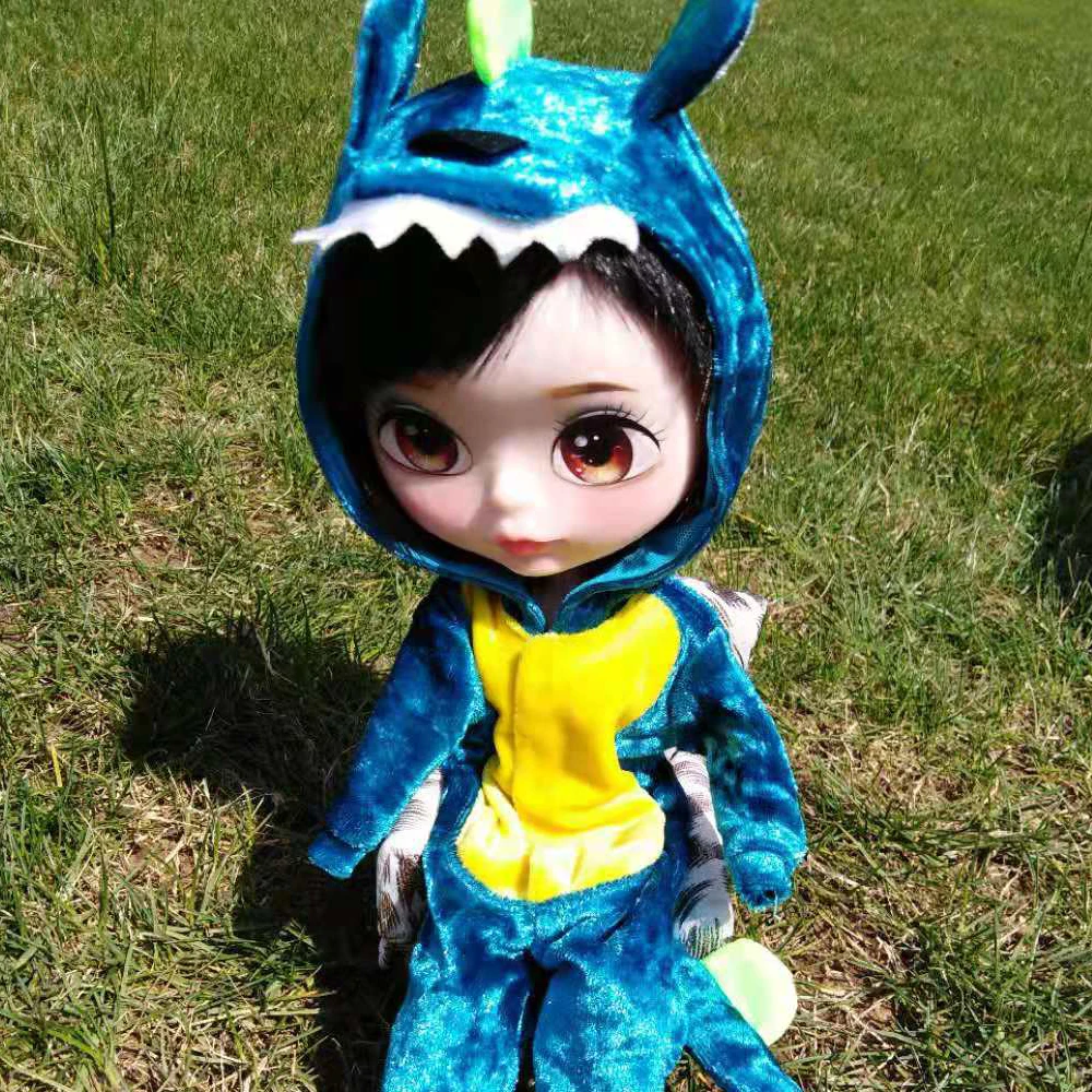 Синий мультфильм BJD одежда толстовка комбинезон косплей динозавр подходит 26 см 1/6
