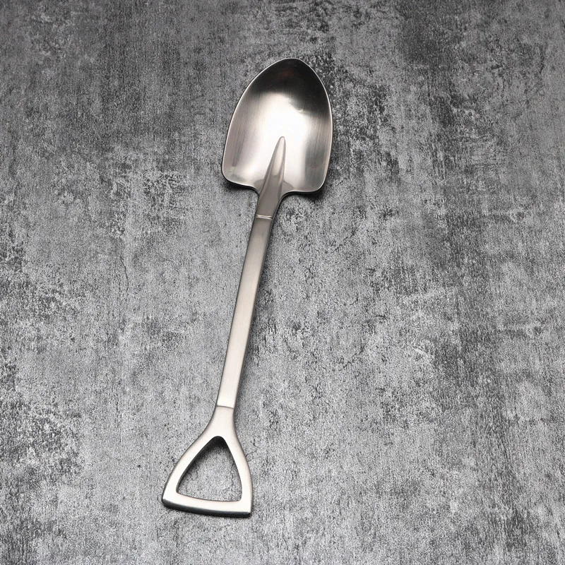 304 stainless steel shovel spoon Dessert Tea Spoon For Picnic Kitchen Accessories retro cute shovel spoon 18.5cm