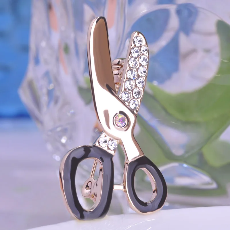 Брошь в виде милых ножниц стразы Женская Профессиональная корсажная брошь с