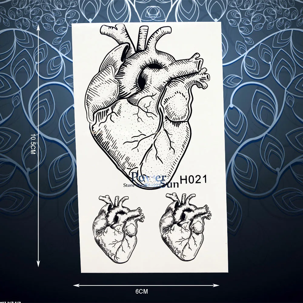 Лидер продаж батарея Органы артерии Временная тату наклейка для Для мужчин