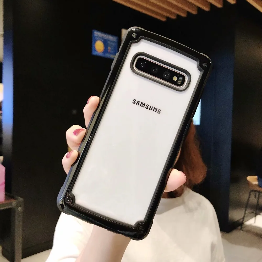Противоударный чехол-броня Прозрачный чехол для samsung Galaxy Note 10 Pro S10 5G S10 плюс A30 A50 A70 Note 9 8 S9 S8 силиконовый прозрачный Футляр