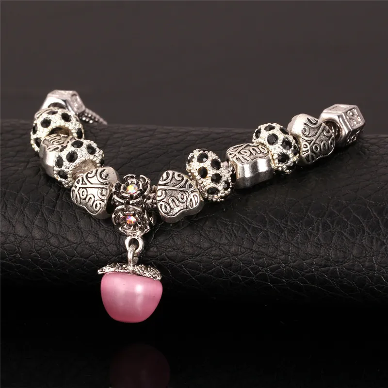 U7 Бусы На Шею Ювелирные Изделия Шармы Опал Камень Сердце Кулон Ожерелья Для