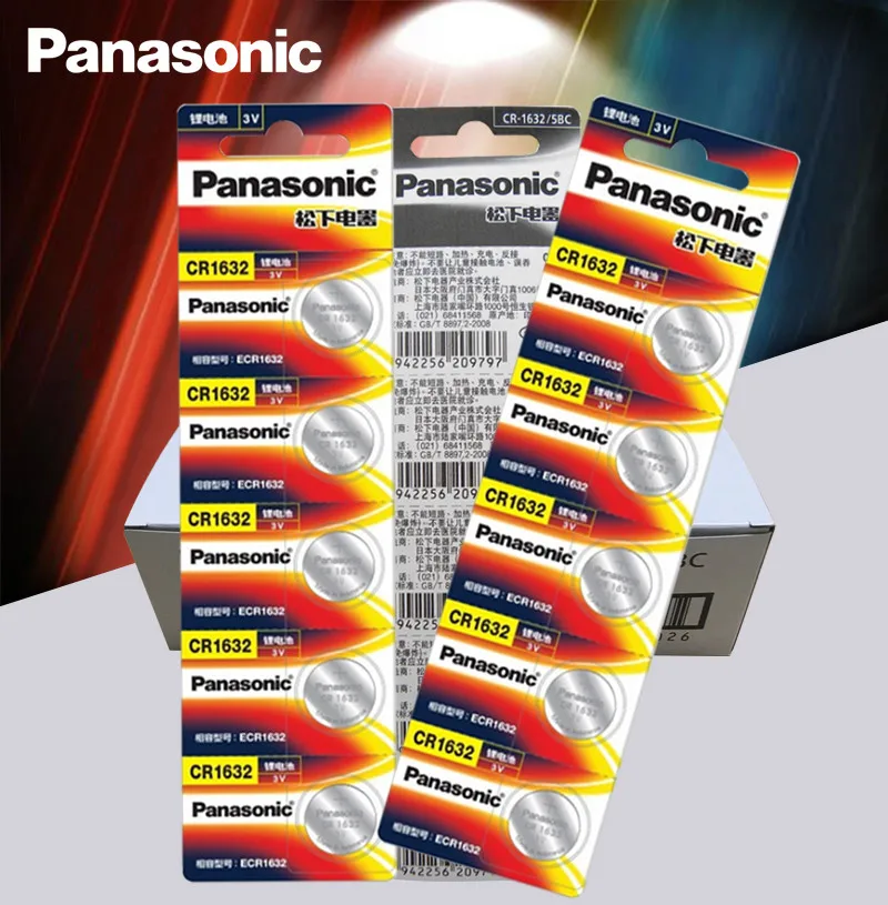 200 шт. Panasonic CR1632 кнопки сотового монет батареи 3 В часы дистанционного управления ключи от машины DL1632 ECR1632 GPCE1632 литиевая батарея