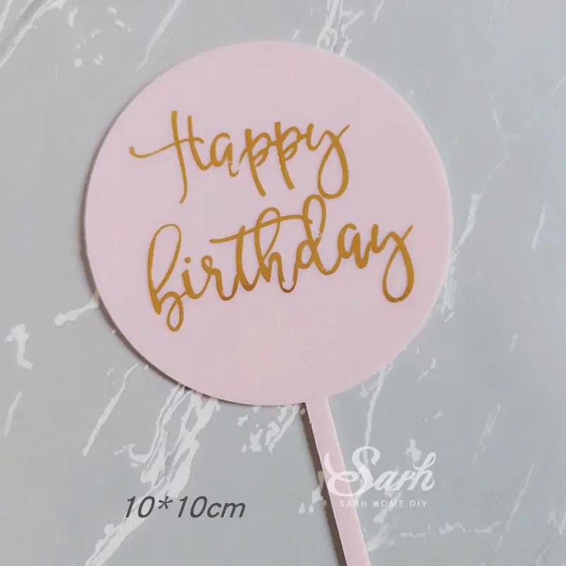 2pc round birthday Разноцветные счастливые топперы для торта на день рождения, розовые, фиолетовые, блестящие, для письма, украшения для рук, вечерние, милые подарки - Цвет: 2pc round birthday
