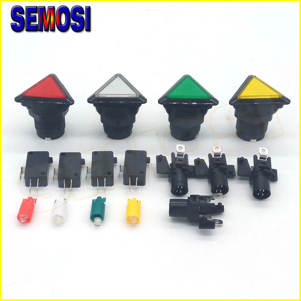 Треугольсветодиодный светодиодная аркадная Кнопка 12 В черная круглая подсветка