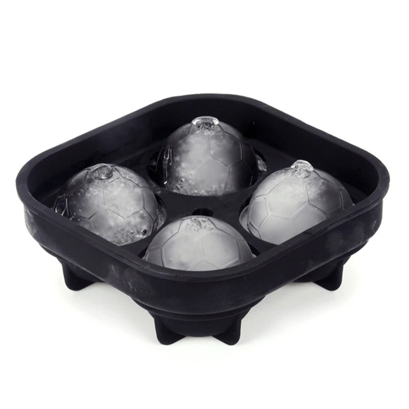 Wind flower 1pc Cocktail Whiskey DIY Football Shape 3D Silicone Ice Cube Mold 4 Cavity Ball Maker Kitchen Bar Cream Tool | Дом и сад